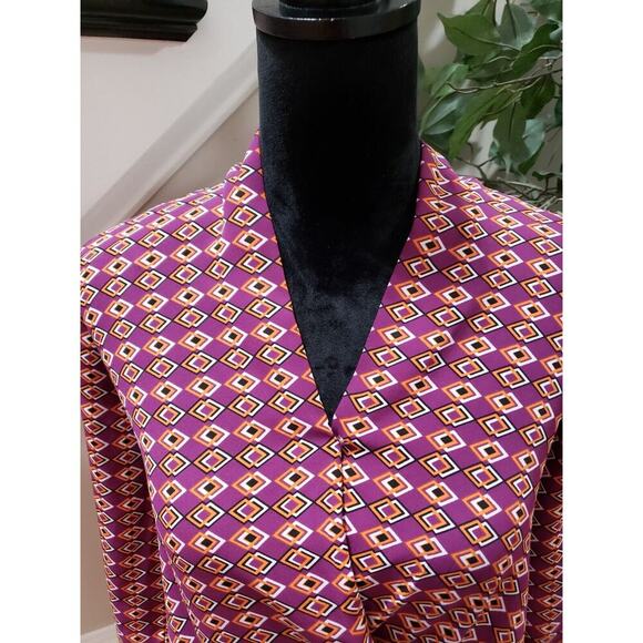 Pleione Women's Multicolor 100% Polyester V-Neck Long Sleeve Top Blouse Size S - Picture 4 of 13